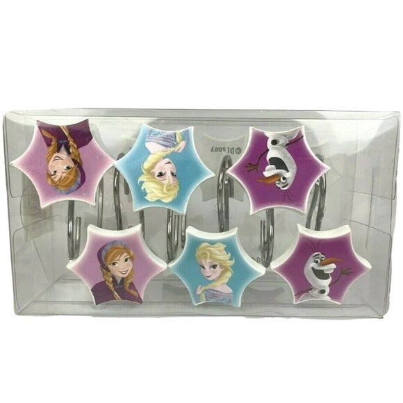 Disney Frozen Shower Curtain Hooks Set of 12 ELSA ANNA OLAF Resin Decorative - Picture 1 of 4